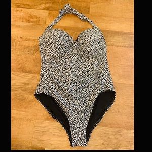 floral halter One piece bathing suit